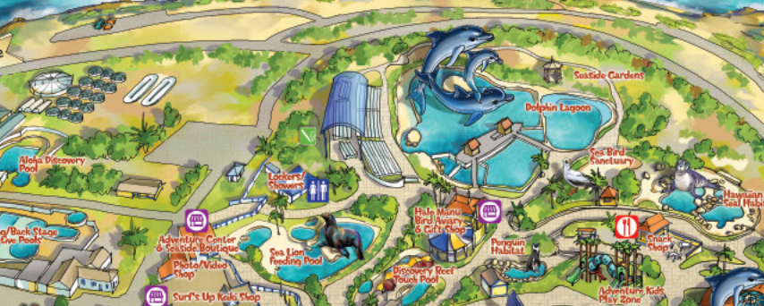 sea life park dolphin shows and map
