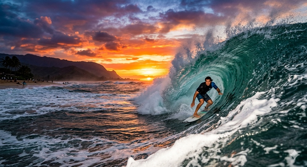 Surfing the North Shore of Hawaii